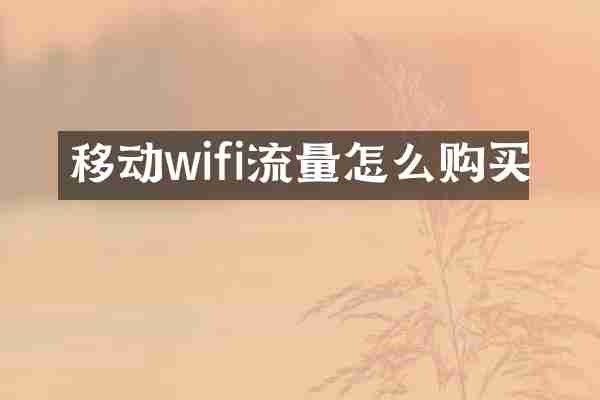 移动wifi流量怎么购买