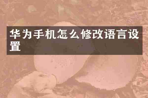 华为手机怎么修改语言设置