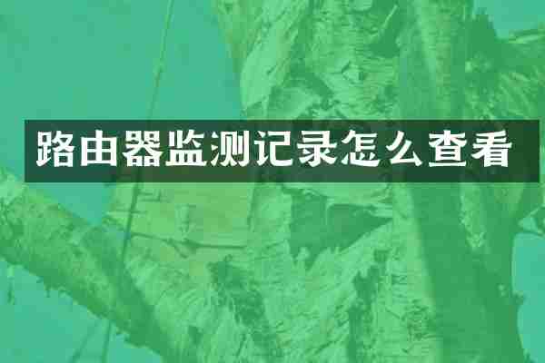 路由器监测记录怎么查看