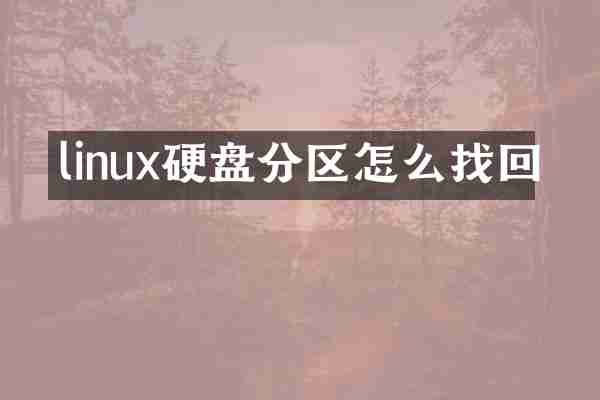 linux硬盘分区怎么找回