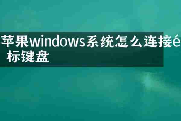 苹果windows系统怎么连接鼠标键盘