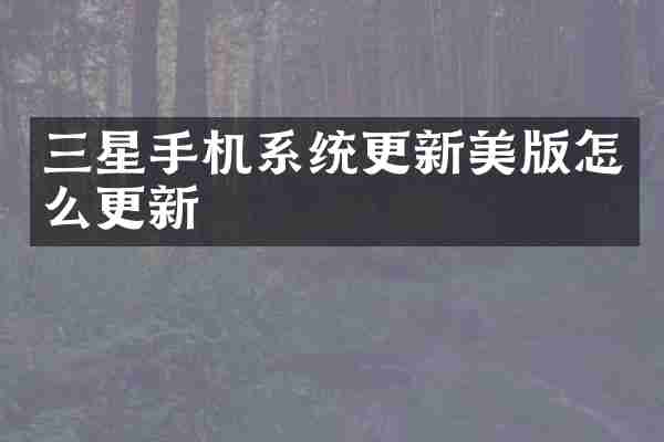 三星手机系统更新美版怎么更新