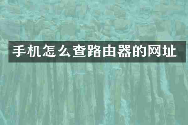手机怎么查路由器的网址