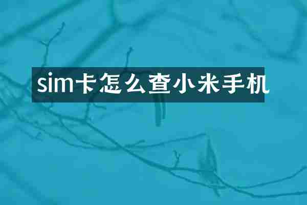 sim卡怎么查小米手机