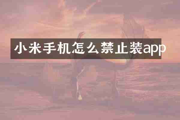小米手机怎么禁止装app