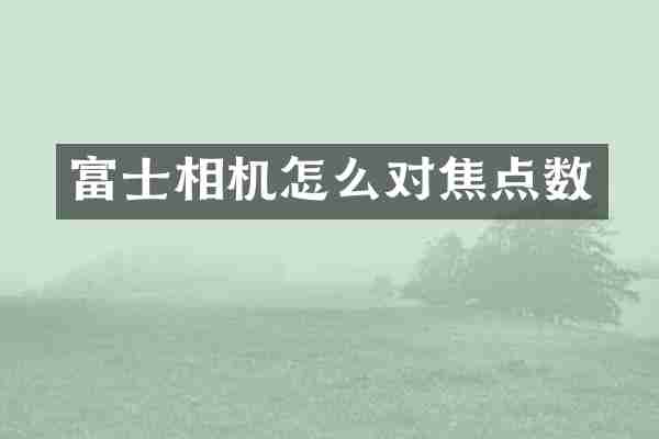 富士相机怎么对焦点数
