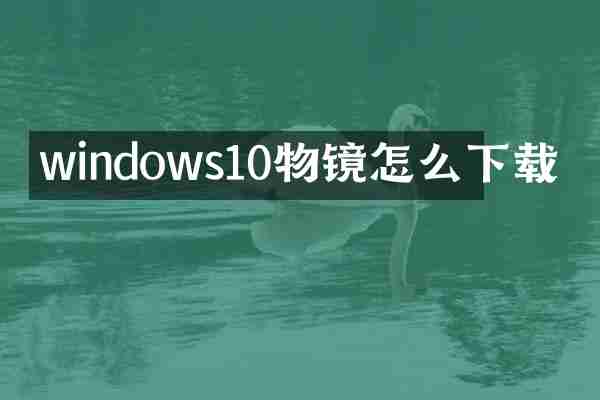 windows10物镜怎么下载