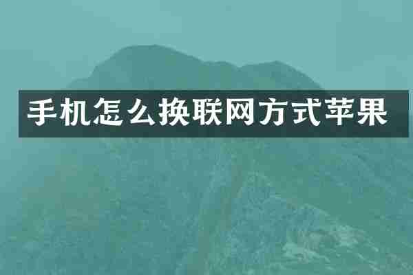 手机怎么换联网方式苹果