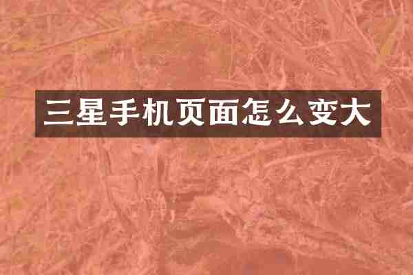 三星手机页面怎么变大