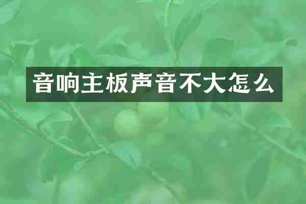 音响主板声音不大怎么