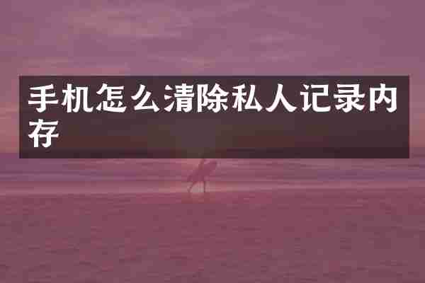 手机怎么清除私人记录内存