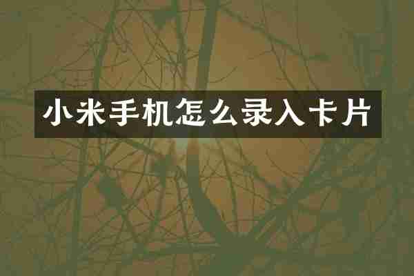 小米手机怎么录入卡片
