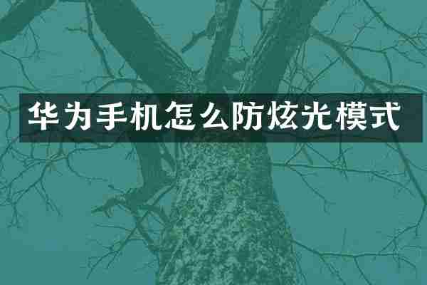 华为手机怎么防炫光模式