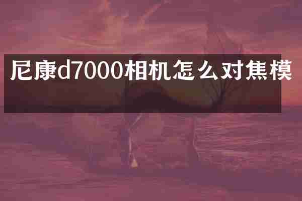 尼康d7000相机怎么对焦模式