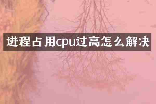 进程占用cpu过高怎么解决