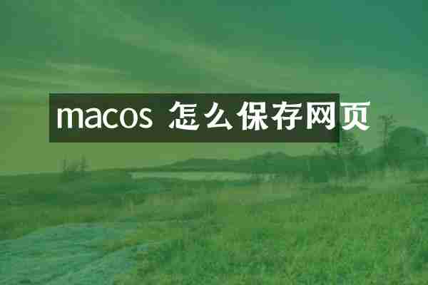 macos 怎么保存网页