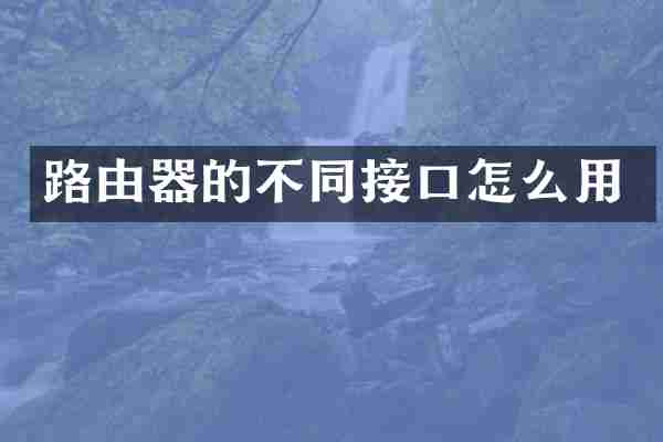 路由器的不同接口怎么用