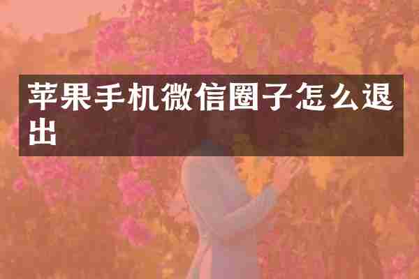 苹果手机微信圈子怎么退出