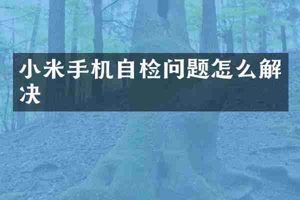小米手机自检问题怎么解决