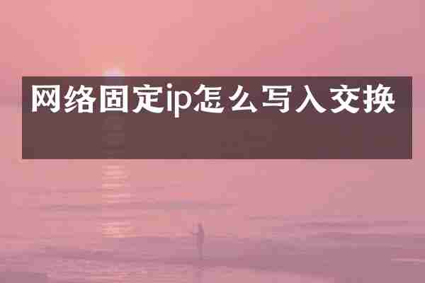 网络固定ip怎么写入交换机