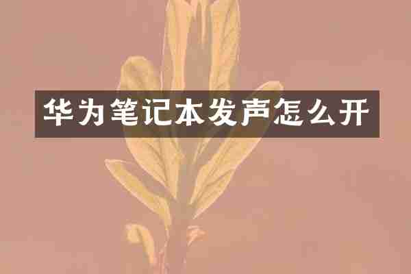 华为笔记本发声怎么开