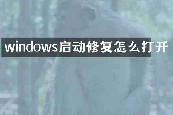 windows启动修复怎么打开