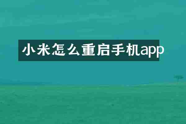 小米怎么重启手机app