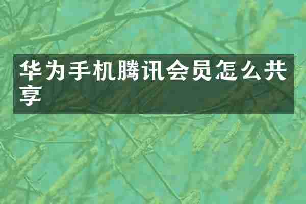 华为手机腾讯会员怎么共享