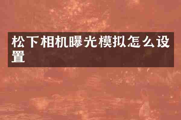 相机曝光模拟怎么设置