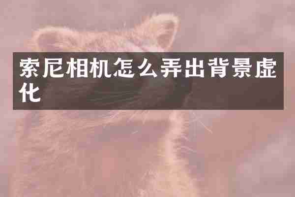 相机怎么弄出背景虚化