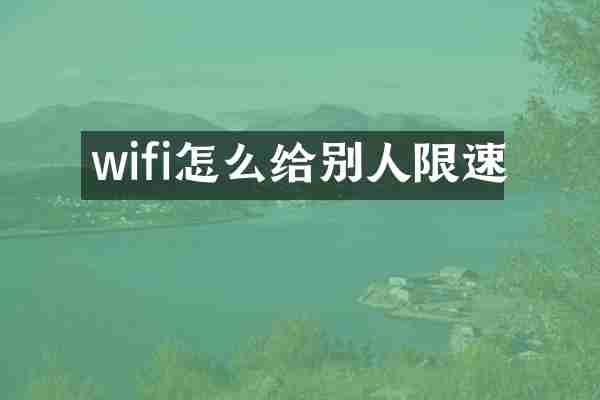 wifi怎么给别人限速