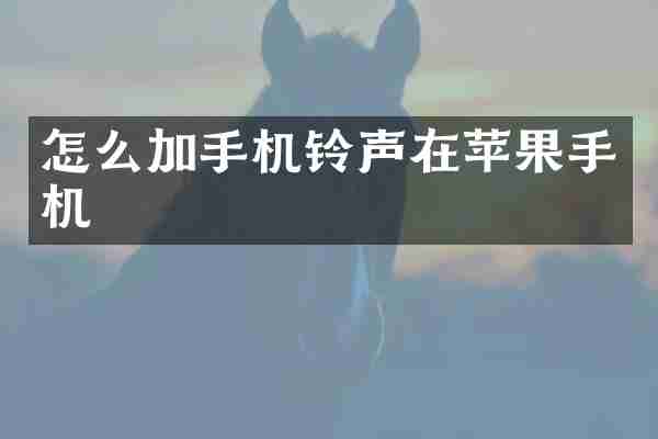 怎么加手机铃声在苹果手机