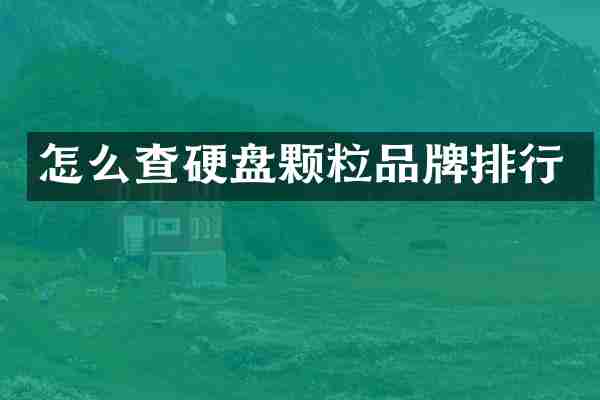 怎么查硬盘颗粒品牌排行