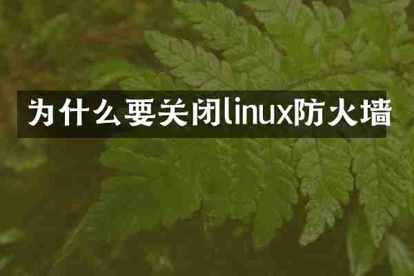 为什么要关闭linux防火墙