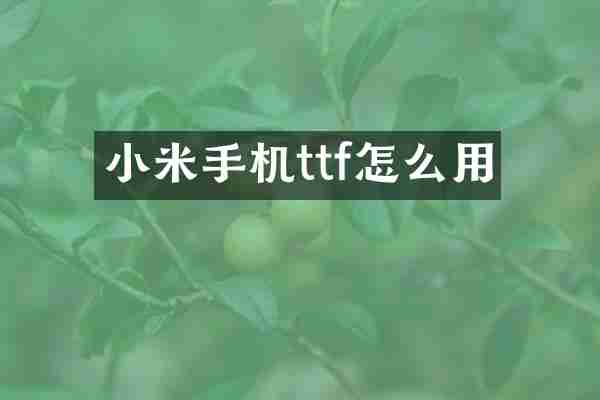 小米手机ttf怎么用