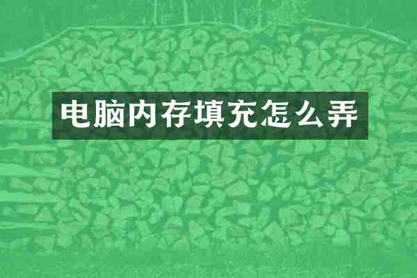 电脑内存填充怎么弄