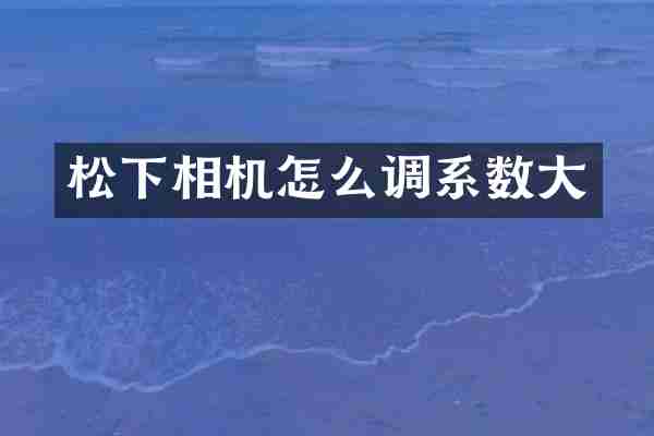 相机怎么调系数大