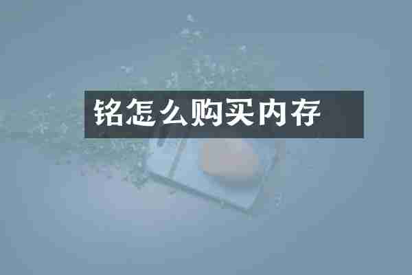 铭瑄怎么购买内存