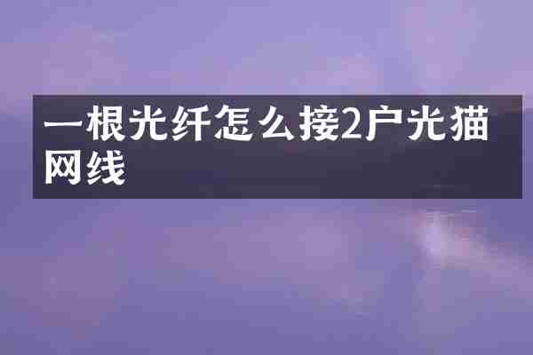 一根光纤怎么接2户光猫的网线