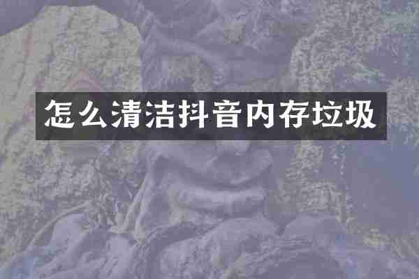 怎么清洁抖音内存垃圾
