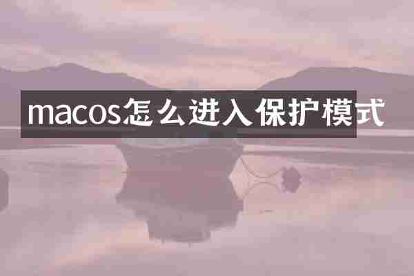 macos怎么进入保护模式
