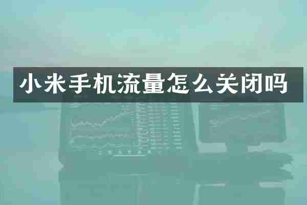小米手机流量怎么关闭吗
