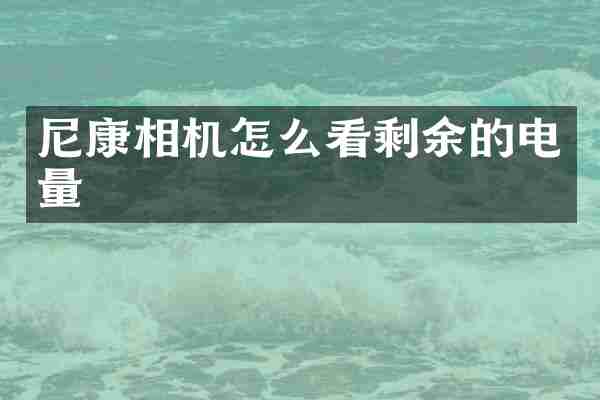 尼康相机怎么看剩余的电量