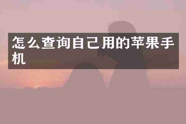 怎么查询自己用的苹果手机