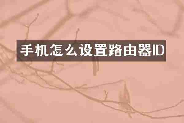 手机怎么设置路由器ID