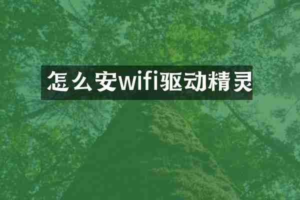 怎么安wifi驱动精灵