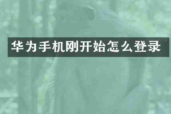 华为手机刚开始怎么登录