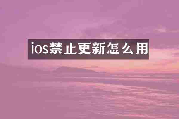 ios禁止更新怎么用