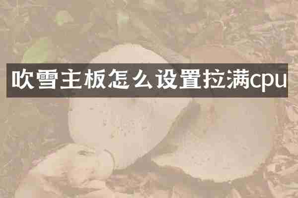 吹雪主板怎么设置拉满cpu