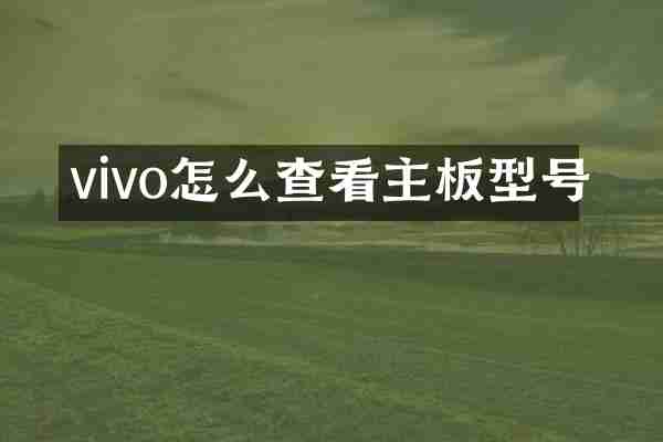 vivo怎么查看主板型号